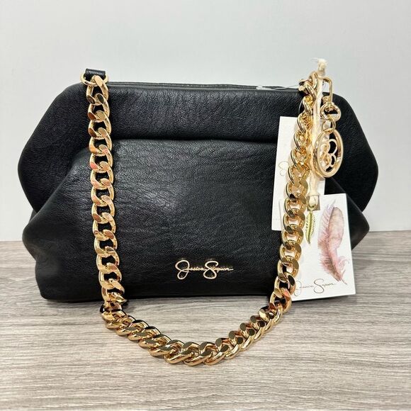 JESSICA SIMPSON GOLD CHAIN CHELSEA CLUTCH PURSE NWT - Picture 10 of 12